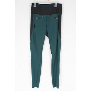 ADay Throw it Higher Leggings Womens S Green Black Ankle High Rise Zip Pockets